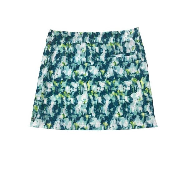 Lija Women's Green and Blue Brushstrokes Pattern Skort Size 14 Golf/Tennis - Picture 2 of 2